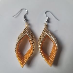 Folded peyote stitch beaded earrings